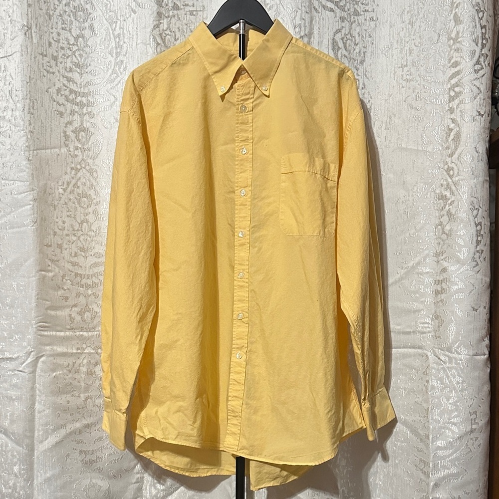 Hickey Freeman Men's Casual Yellow Button Down Shirt, Sz 17 1/2-35